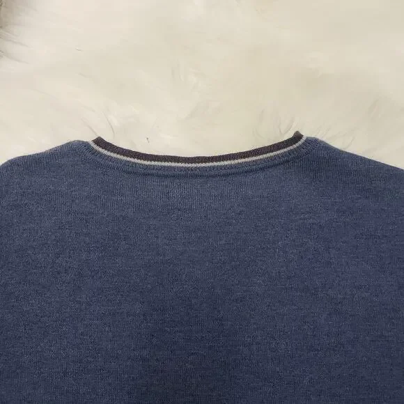 Black Brown 1826 Made in Italy 100% Merino Wool Argyle V-Neck Sweater Men XL - Picture 8 of 12